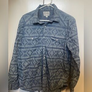 Lucky Brand men’s denim pearl button snap Western shirt - Santa Fe style pattern